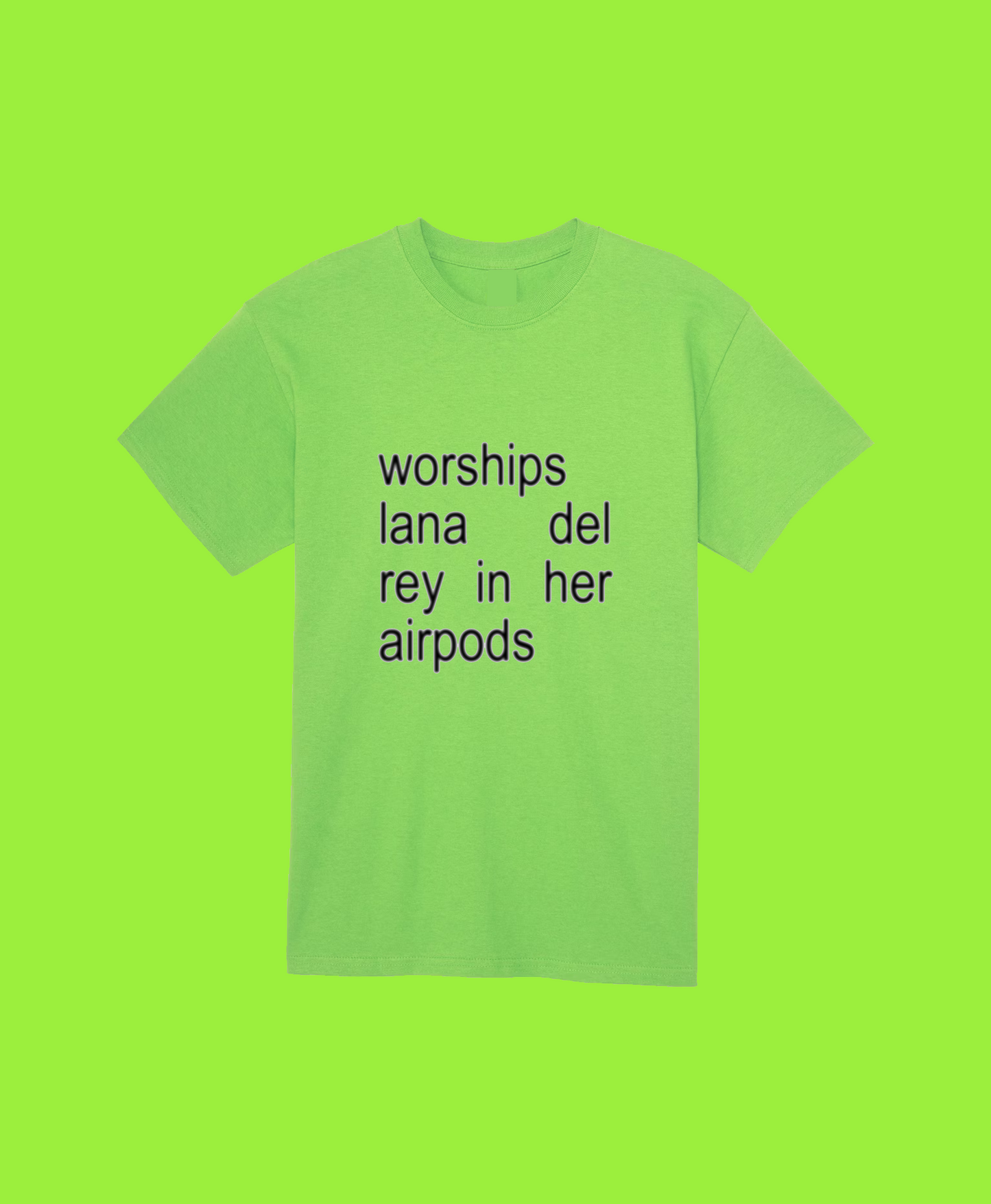 worships lana del rey in her airpods t-shirt