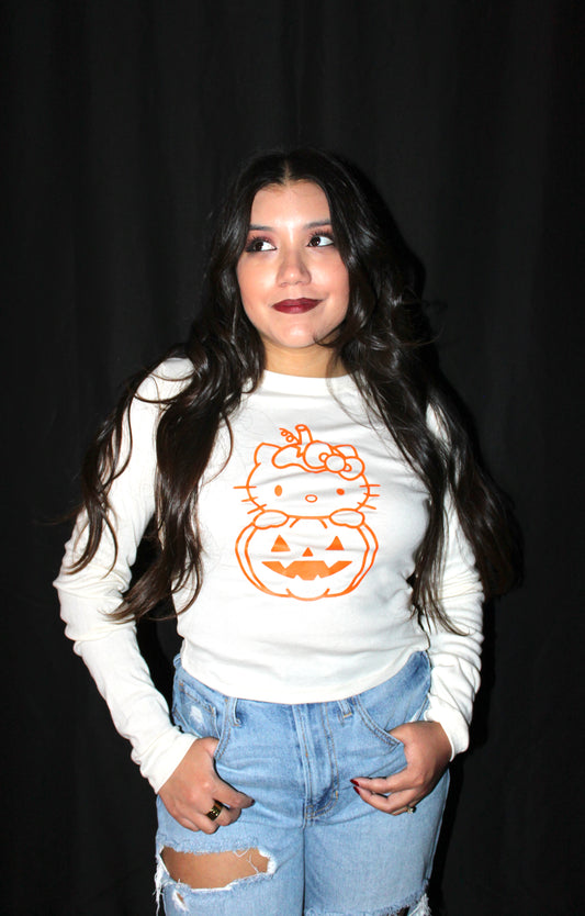 Pumpkin Hello Kitty Long Sleeve T-Shirt