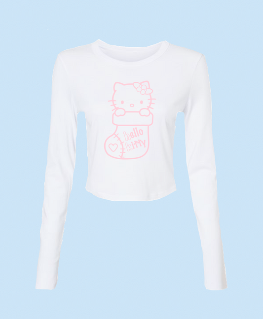 Hello Kitty Stocking Baby Tee Long Sleeve