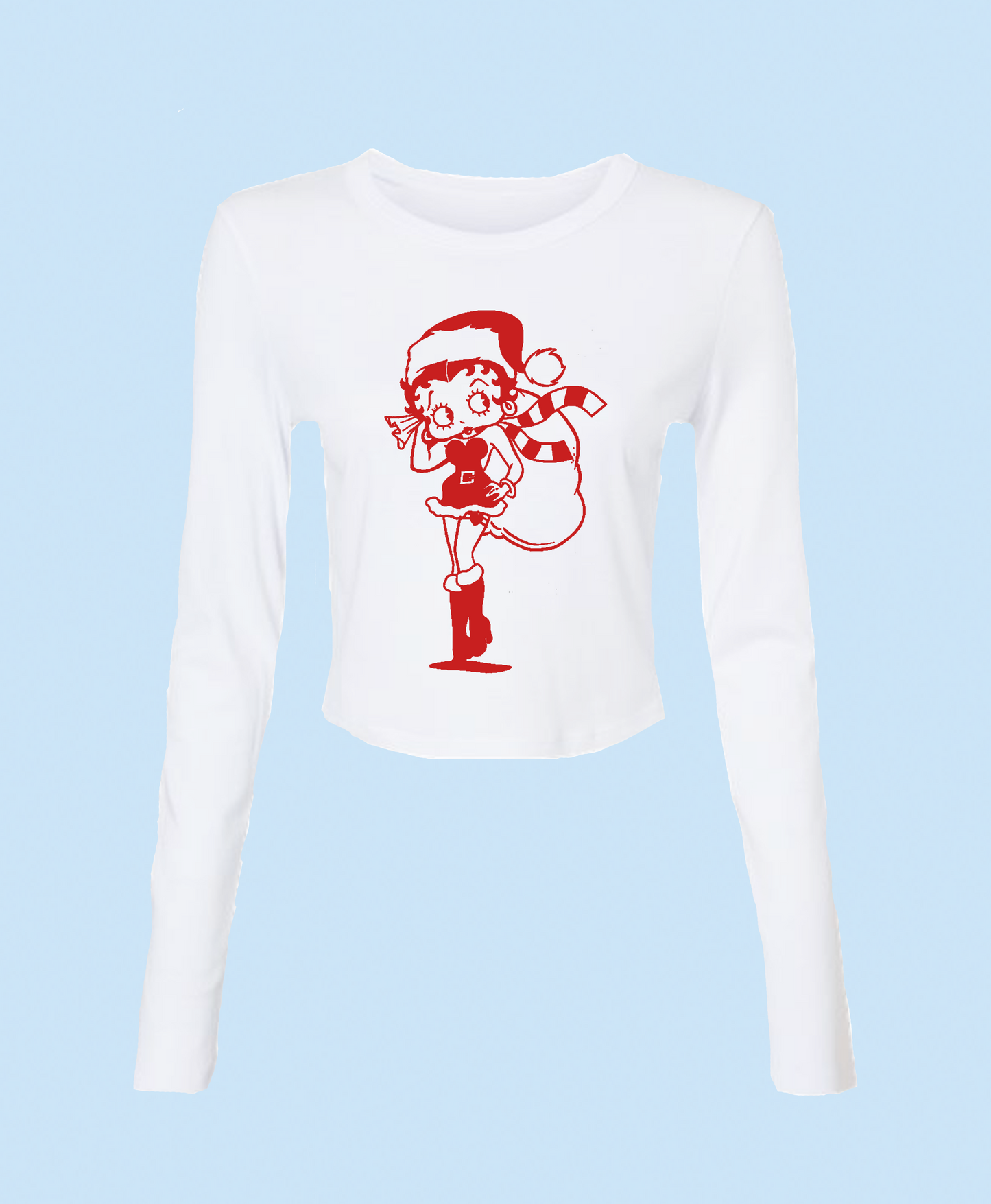 Santa Betty Boop Baby Tee Long Sleeve